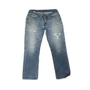 Levi's Distressed Light Blue Straight Jeans
